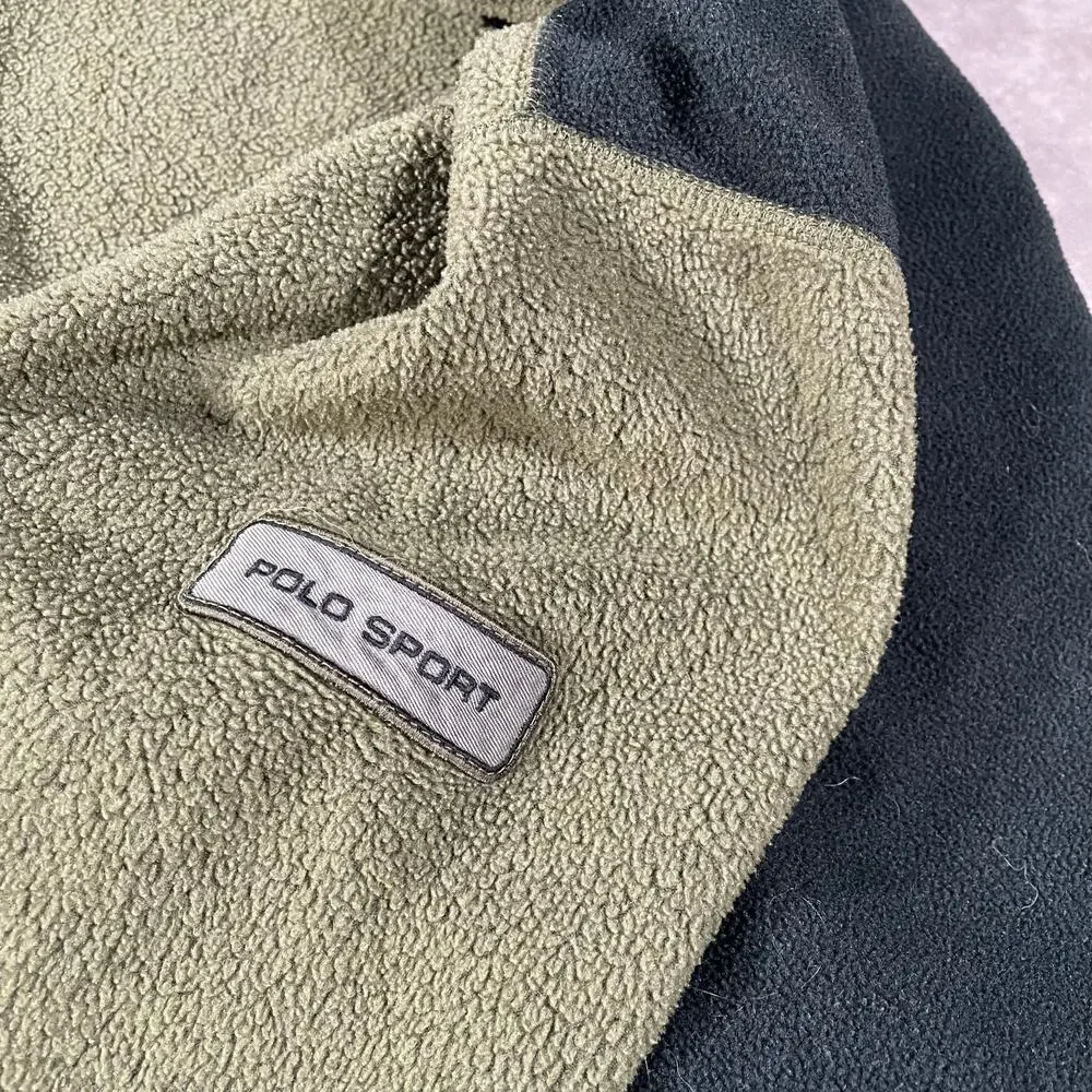 Vintage Polo Sport by Ralph Lauren Olive Green Pullover Fleece Polartec Sweater